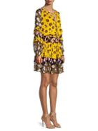 Diane Von Furstenberg Haven Tiered Floral Silk Blouson Dress