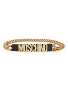 Moschino Logo Leather & Chain Belt