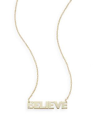 Saks Fifth Avenue Diamond & 14k Yellow Gold Believe Pendant Necklace
