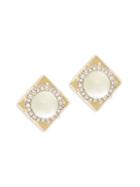 Alexis Bittar Goldtone & White Crystal Stud Earrings