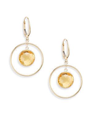 Saks Fifth Avenue 14k Yellow Gold Citrine Circle Drop Earrings