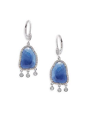Meira T Blue Sapphire & 14k White Gold Diamond Drop Earrings