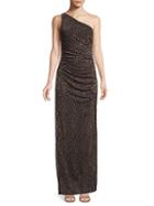 Laundry By Shelli Segal Metallic Leopard-print One-shoulder Gown