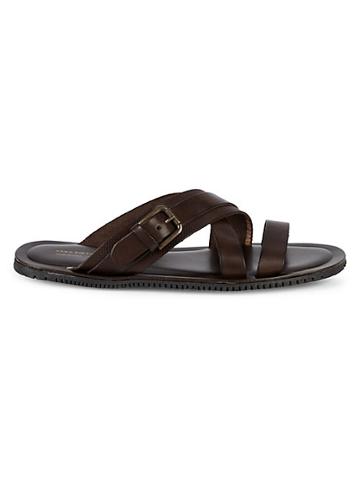 Saks Fifth Avenue Made In Italy Buckle Leather Slide Sandals