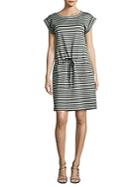 Lafayette 148 New York Striped Cotton-blend Drawstring Dress