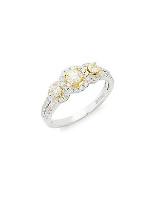 Effy Diamond & 14k White/yellow Gold Solid Fill Band Ring