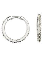 Effy 14 Kt. White Gold Diamond Pav&#195;&copy; Hoop Earrings