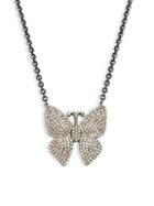 Arthur Marder Fine Jewelry Sterling Silver & Pav&eacute; Diamond Butterfly Pendant Necklace