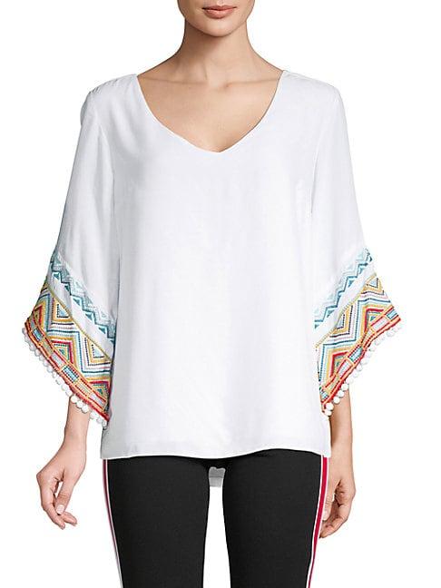Supply & Demand Embroidered Bell-sleeve Top