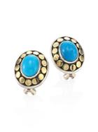 John Hardy Dot Turquoise & 18k Yellow Gold Stud Earrings