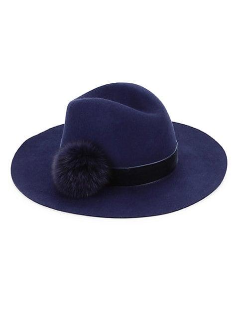 Hat Attack Luxe Cameron Dyed Rabbit Fur Pom Pom Fedora