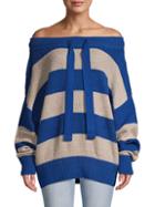 Free People Cassidy Off-the-shoulder Striped Knit Sweater