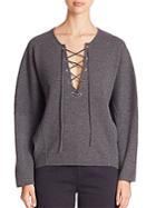 Vince Merino Wool & Cashmere Lace-up Sweater