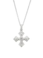 Judith Ripka Sterling Silver & White Topaz Maltese Cross Necklace