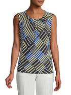 Calvin Klein Geometric Pleated Sleeveless Blouse