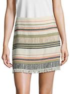 Saks Fifth Avenue Striped Fray Mini Skirt