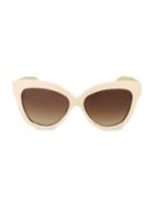 Linda Farrow 60mm Leather-wrapped Butterfly Sunglasses