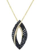 Effy Caviar 14k Yellow Gold Black Diamond Pendant Necklace