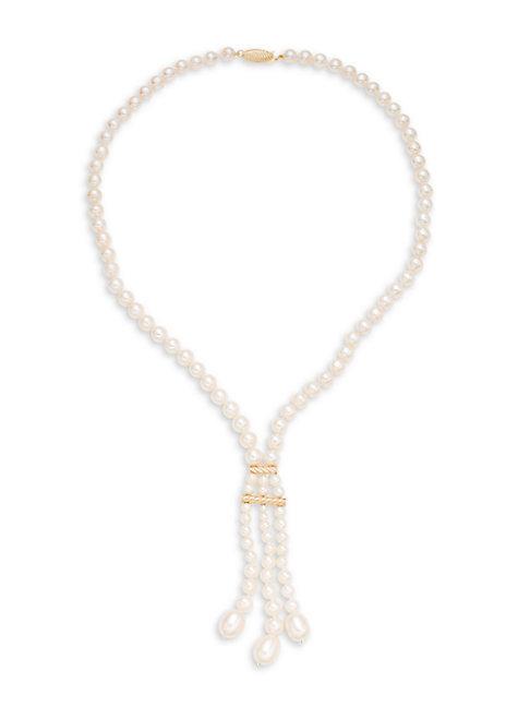 Belpearl 14k Yellow Gold & Cultured Pearl Lariat Necklace