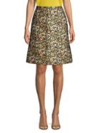 Giambattista Valli Textured Floral A-line Skirt