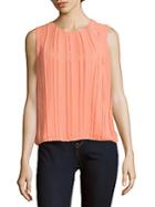 Calvin Klein Solid Pleated Blouse