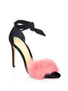 Alexandre Birman Clarita 100 Rabbit Fur & Suede Ankle-strap Sandals