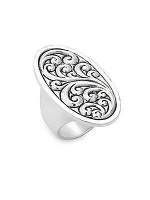 Lois Hill Oval-shaped Repouss&eacute; Sterling Silver Ring