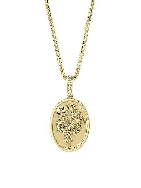 Effy 14k Gold & Diamonds Dragon Pendant Necklace