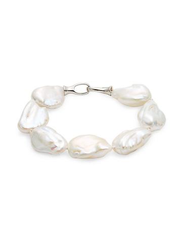 Tara Pearls Sterling Silver & 16-19mm White Baroque Keshi Pearl Bracelet