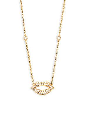 Casa Reale 14k Yellow Gold Lips Diamondpendant Necklace