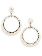 Saks Fifth Avenue Hammered Circle Drop Earrings