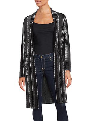 Saks Fifth Avenue Black Striped Long Sleeve Jacket