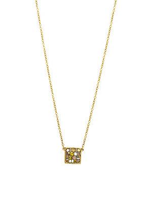 Plev 18k Yellow Gold And Diamonds Square Pendant Necklace