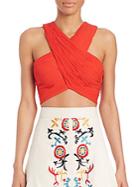 Alice + Olivia Tracee Cropped Crossover Top