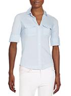 James Perse Ribbed Panel Button-front Top
