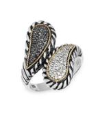 Effy Sterling Silver & 14k Gold Black & White Diamond Wrap Ring