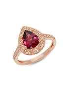 Effy 14k Rose Gold Rhodalite & Diamond Teardrop Ring