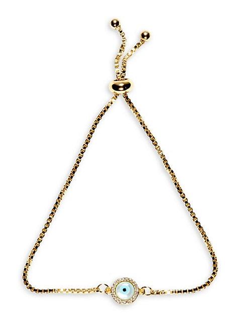 Eye Candy La Luxe 18k Goldplated Crystal Evil Eye Charm Bracelet