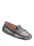 Tod's Metallic Leather Slip-on Penny Loafers