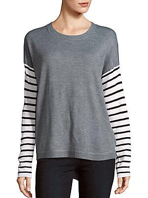 French Connection Roundneck Striped Sleeve Sweater