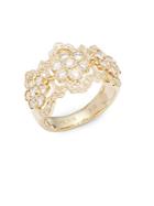 Effy Diamond & 14k Yellow Gold Floral Ring