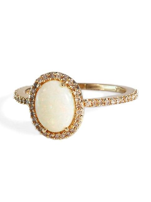 Effy Opal And Diamond Ring In 14 Kt. Yellow Gold 0.23 Ct. T.w.