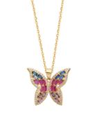 Gabi Rielle Goldplated Cubic Zirconia Butterfly Pendant Necklace