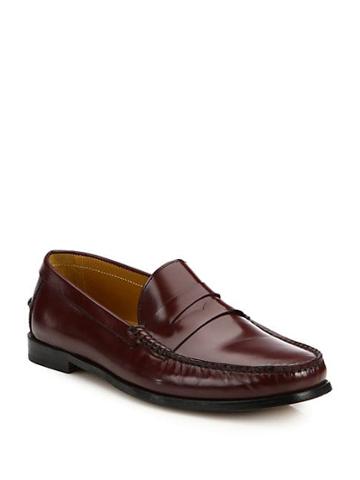Saks Fifth Avenue Collection College Leather Penny Loafers