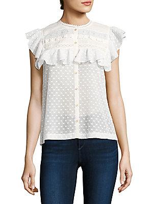 Rebecca Taylor Moon Dot Embroidered Top