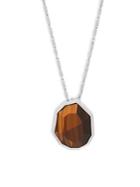 Michael Aram Rock Tiger's Eye And 925 Sterling Silver Polygon Pendant Necklace