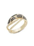 Effy 14k Yellow Gold Black & White Diamond Cutout Ring