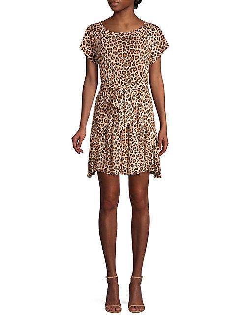 Rebecca Taylor Leopard Linen Bow-front Dress