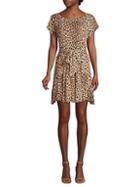 Rebecca Taylor Leopard Linen Bow-front Dress
