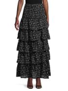 Allison New York Feather-print Tiered Maxi Skirt